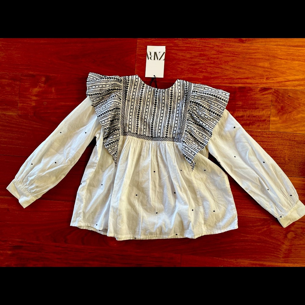 Brand new Zara Blouse with Embroidery girls size 8